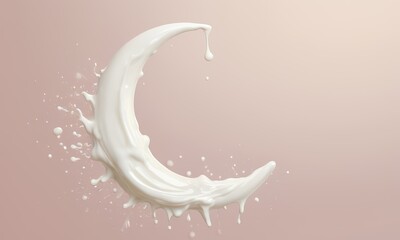 Crescent Moon Milk Splash: A delicate and ethereal crescent moon formed by a splash of milk, creating a captivating and artistic image.  