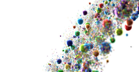 Multicolor confetti abstract background with a lot of falling pieces, isolated on a white background.