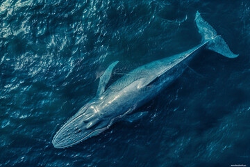 Fototapeta premium Fantastically beautiful majestic huge whale in blue ocean