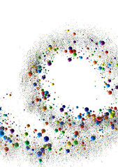 Multicolor confetti abstract background with a lot of falling pieces, isolated on a white background.