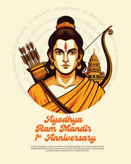 Ayodhya Ram Mandir Jay Shree Ram with lord rama Social media Post Template Banner