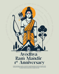 Ayodhya Ram Mandir Jay Shree Ram with lord rama Social media Post Template Banner