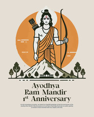 Ayodhya Ram Mandir Jay Shree Ram with lord rama Social media Post Template Banner