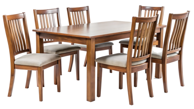 dinning furniture set chair table room isolated on a white background PNG.AI GENERATED