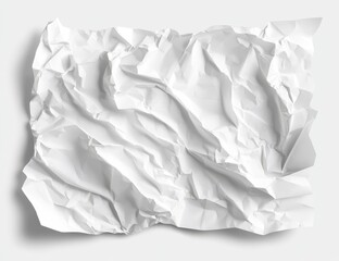 Obraz premium Crumpled white paper sheet texture isolated on white background.