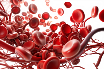 red blood cells flowing through vein isolated on white background PNG.AI GENERATED