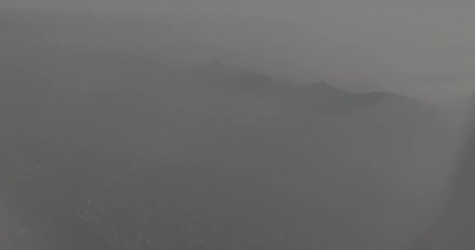 Ulhas river, Mumbai, India. Badlapur is a city in Thane district, Maharashtra state, India, and is a part of Mumbai Metropolitan Region. Ungraded C LOG 2 Aerial View From Airplane Window On View of