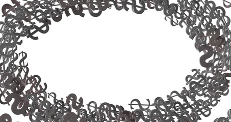 Falling dollar sign. 3D rendering.