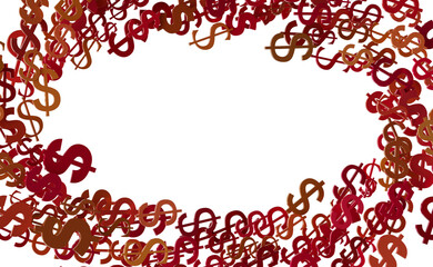 Falling dollar sign. 3D rendering.