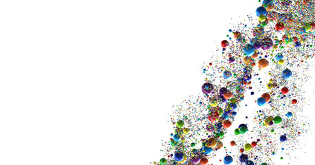 Multicolor confetti abstract background with a lot of falling pieces, isolated on a white background.