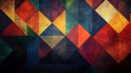 Abstract geometric pattern with textured triangles in vibrant colors. (2)