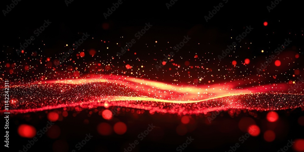 Poster red line with a lot of red dots