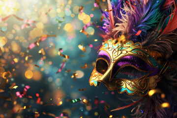 Beautiful greeting card with bright holiday composition for happy celebrate mardi gras