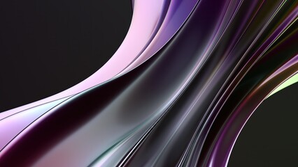 An abstract background featuring a modern beauty expressed through twisted dark chrome curves of a metal plate, showcasing elegance and modernity in 3D rendering.