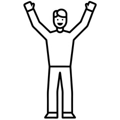 man with arms raised