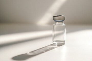 Minimalist vial with shadow on white surface