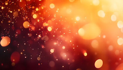 Abstract Orange and Red Bokeh Background with Sparkles