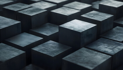 Dark Grey Cubes Abstract Geometric Pattern