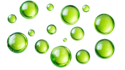 Green bubbles, transparent background