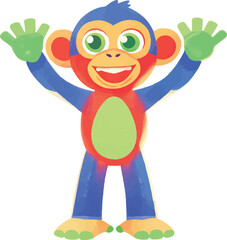 illustration of a cheerful, vibrant-colored monkey, perfect for a children or kid theme