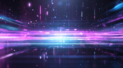 Fototapeta premium Abstract futuristic background with purple and blue glowing neon moving high speed wave lines and bokeh lights. Visualization of sound waves. Data transfer. Fantastic wallpaper