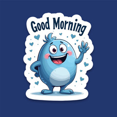 Good morning icon comic style steaker