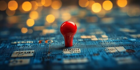 Red Pushpin on Calendar Date Close-Up