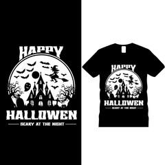 Halloween t-shirt design template, Happy halloween scary vector typography quote t-shirt design, Vector illustration