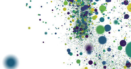  Colorful assorted confetti with serpentine on white