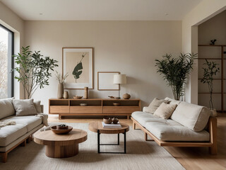 Modern living room design cozy apartment interior photography minimalist environment natural light...