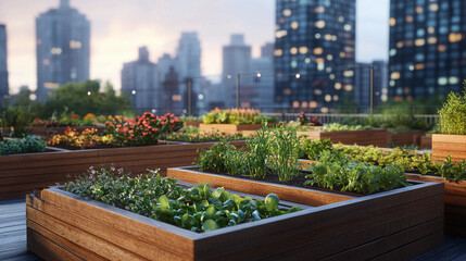 Fototapeta premium Urban Rooftop Garden Oasis