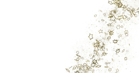 Stars - Banner with golden decoration. Festive border with falling glitter dust and stars.