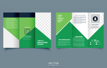 Green Trifold corporate brochure. brochure for printing.
