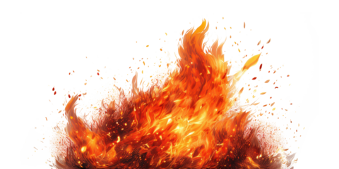 Realistic fire flame on transparent background