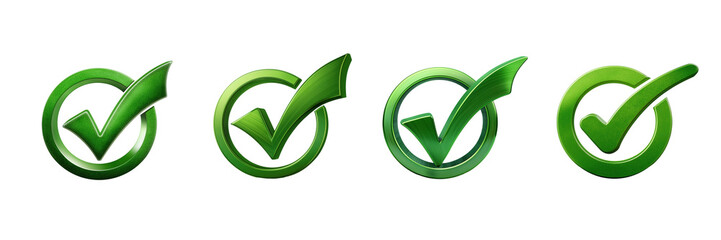 Set of 3d green checkmark tick