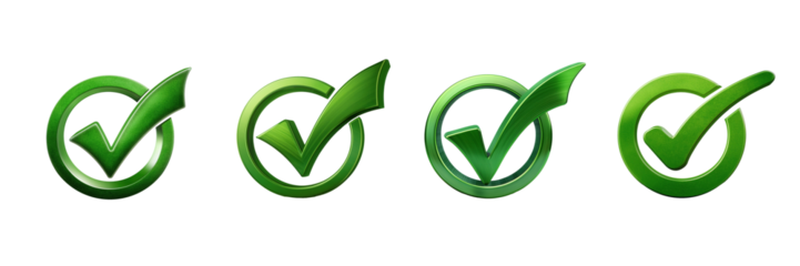 Set of 3d green checkmark tick