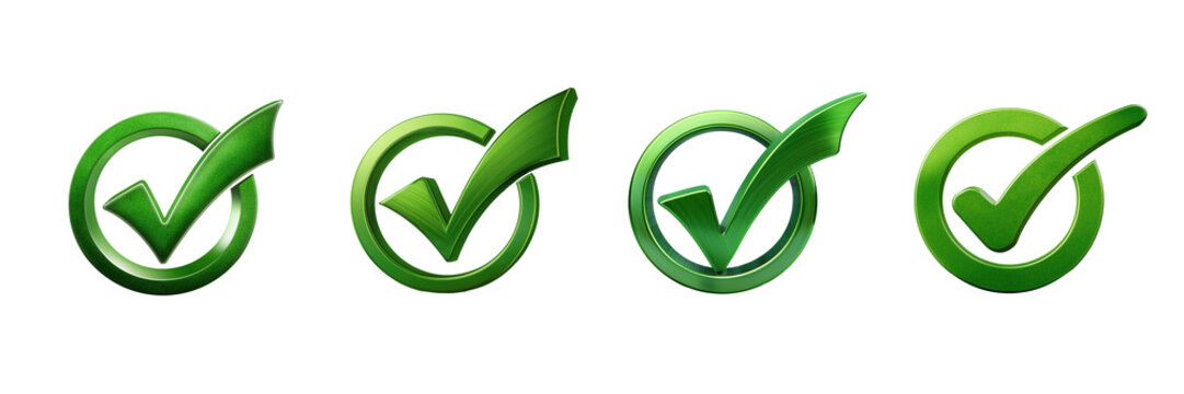 Set of 3d green checkmark tick