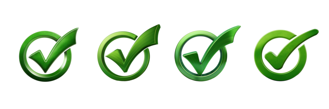 Set of 3d green checkmark tick
