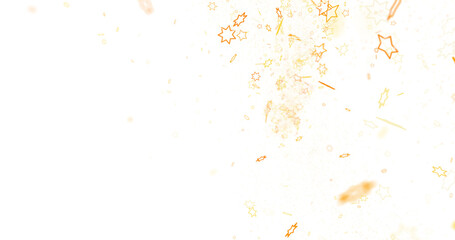 Stars - Banner with golden decoration. Festive border with falling glitter dust and stars.