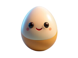 Happy Cartoon Egg Character with Big Smile on transparent background