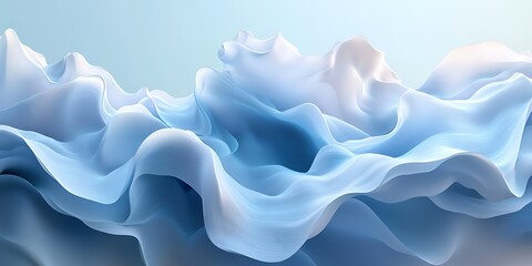 Obraz premium Abstract blue and white flowing fabric waves background.