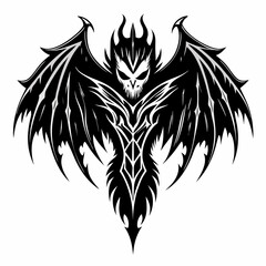 Fototapeta premium Dark Gothic Winged Demon Art with Tribal Design