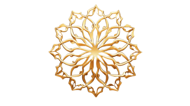 Golden decorative element, transparent background