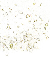 Stars - Banner with golden decoration. Festive border with falling glitter dust and stars.