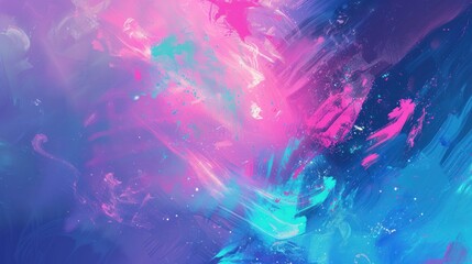 Abstract  Painting of Pink and Blue Swirls