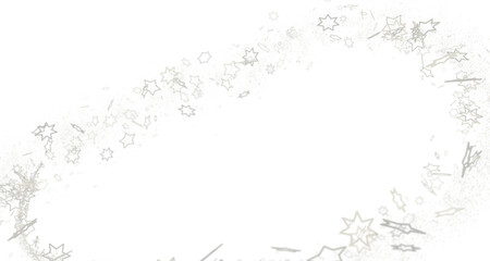 Stars - Banner with golden decoration. Festive border with falling glitter dust and stars.