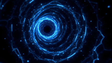 A mesmerizing blue light tunnel with swirling patterns, creating a sci-fi energy effect.