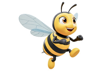 Cute cartoon bee character happily buzzing around