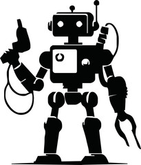 various robot silhouettes on the white background