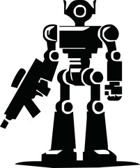 various robot silhouettes on the white background